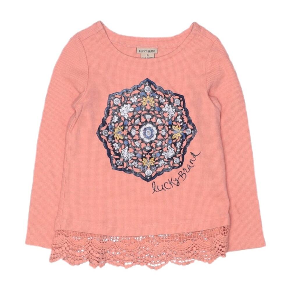 Lucky Brand Long Sleeve Thermal Graphic Top Girls Size 5